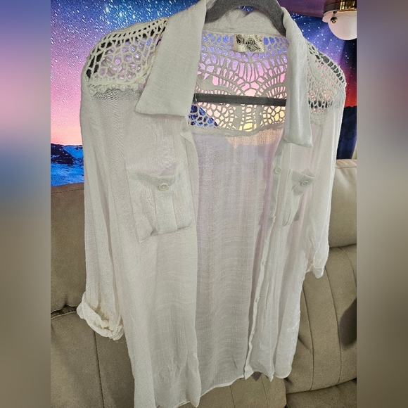 Linen Blouse L Women's Lavish Half sleeve no stains or rips - Picture 6 of 8